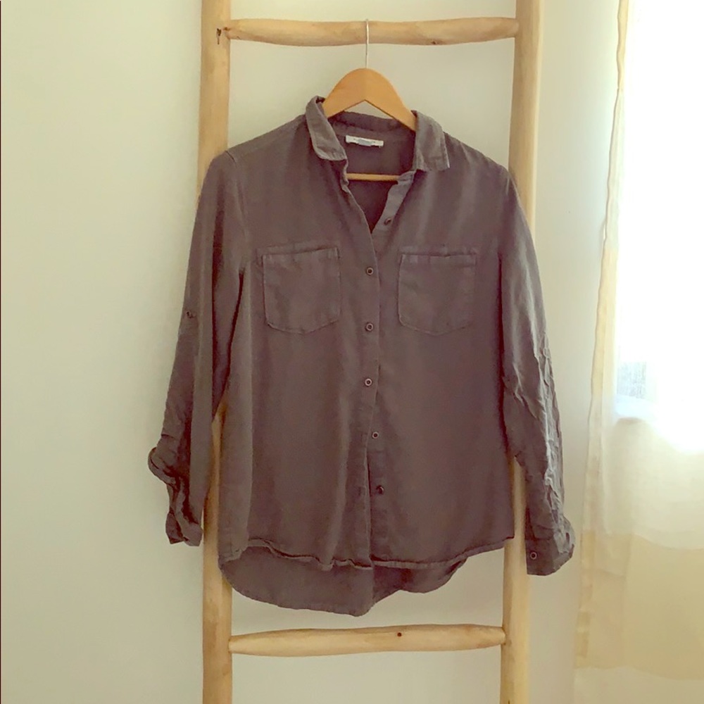 Soft army green button down